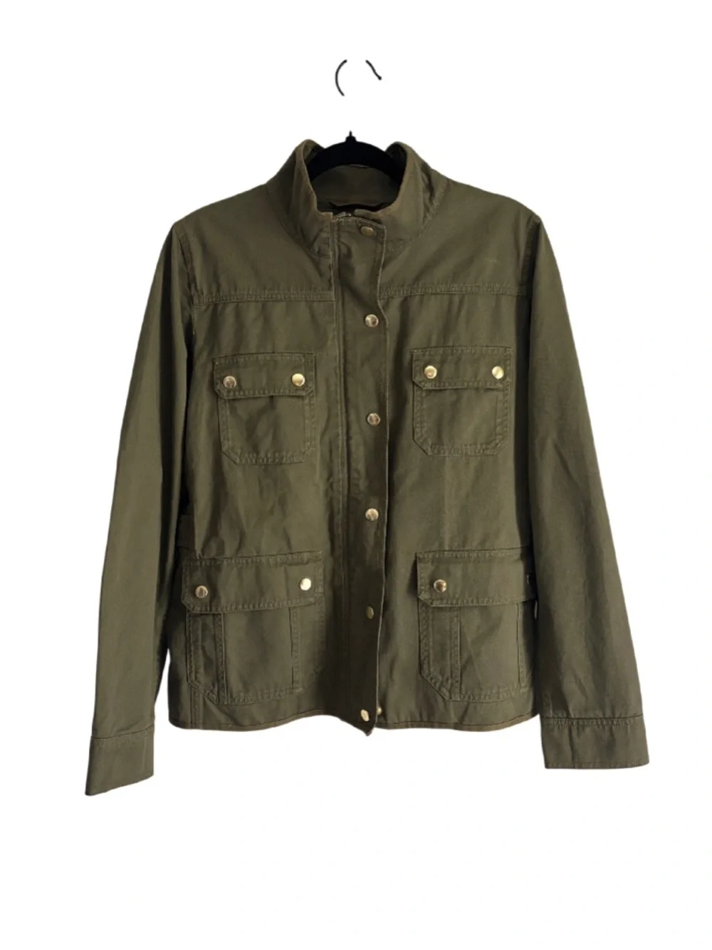 J Crew Olive Utility Field Jacket Womens Chore Coat Sz Large Classic Military